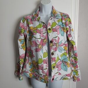 Anthropologie Analogy Jacket Womens Small Floral Retro Spring Lightweight Blazer